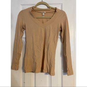 Nude V Neck Long Sleeved T | Size M